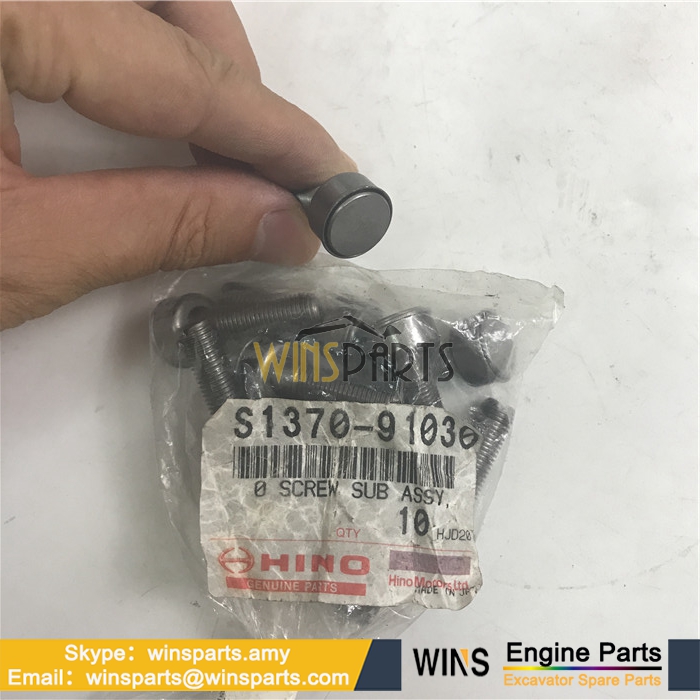 S1370-91030 VHS137091030 137091030A VH137091030A HINO J05E J08E Diesel Engine SCREW Sub Assy Valve Adj New Holland Kobelco SK200-8 SK350 SK330 Excavator Parts