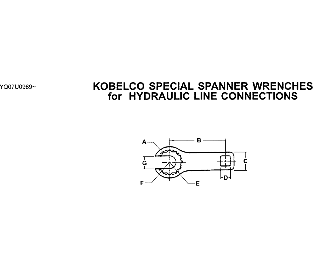 00-010 KOBELCO SPECIAL SPANNER WRENCHES FOR  HYDRAULIC LINE CONNECTIONS-SK200-6E SK210LC-6E SK200-6ES SK200LC-6E Kobelco Excavator Parts Number Electronic Catalog EPC Manuals
