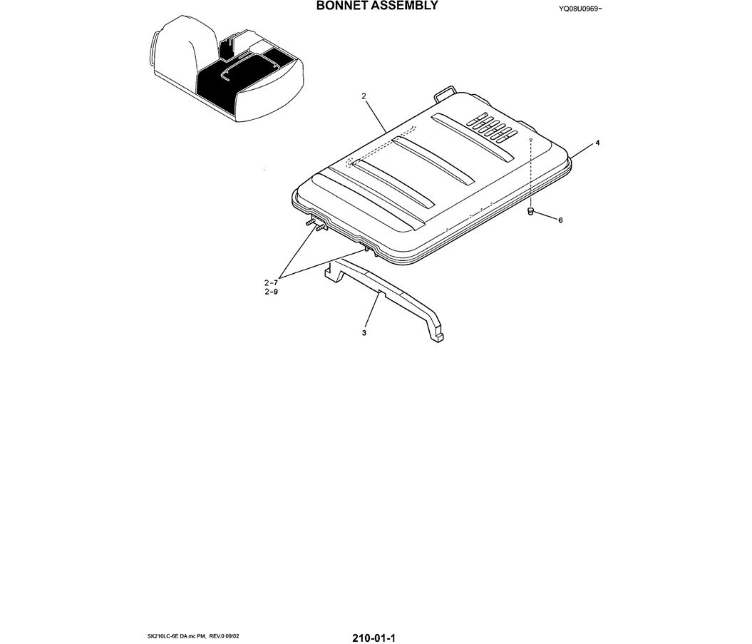 01-049 BONNET ASSEMBLY-SK200-6E SK210LC-6E SK200-6ES SK200LC-6E Kobelco Excavator Parts Number Electronic Catalog EPC Manuals