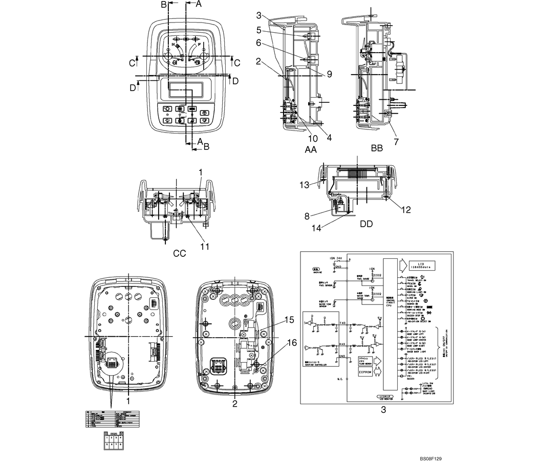 01-051-01(00) GAUGE ASSEMBLY, CLUSTER (YN59S00014F1)-SK200-6E SK210LC-6E SK200-6ES SK200LC-6E Kobelco Excavator Parts Number Electronic Catalog EPC Manuals