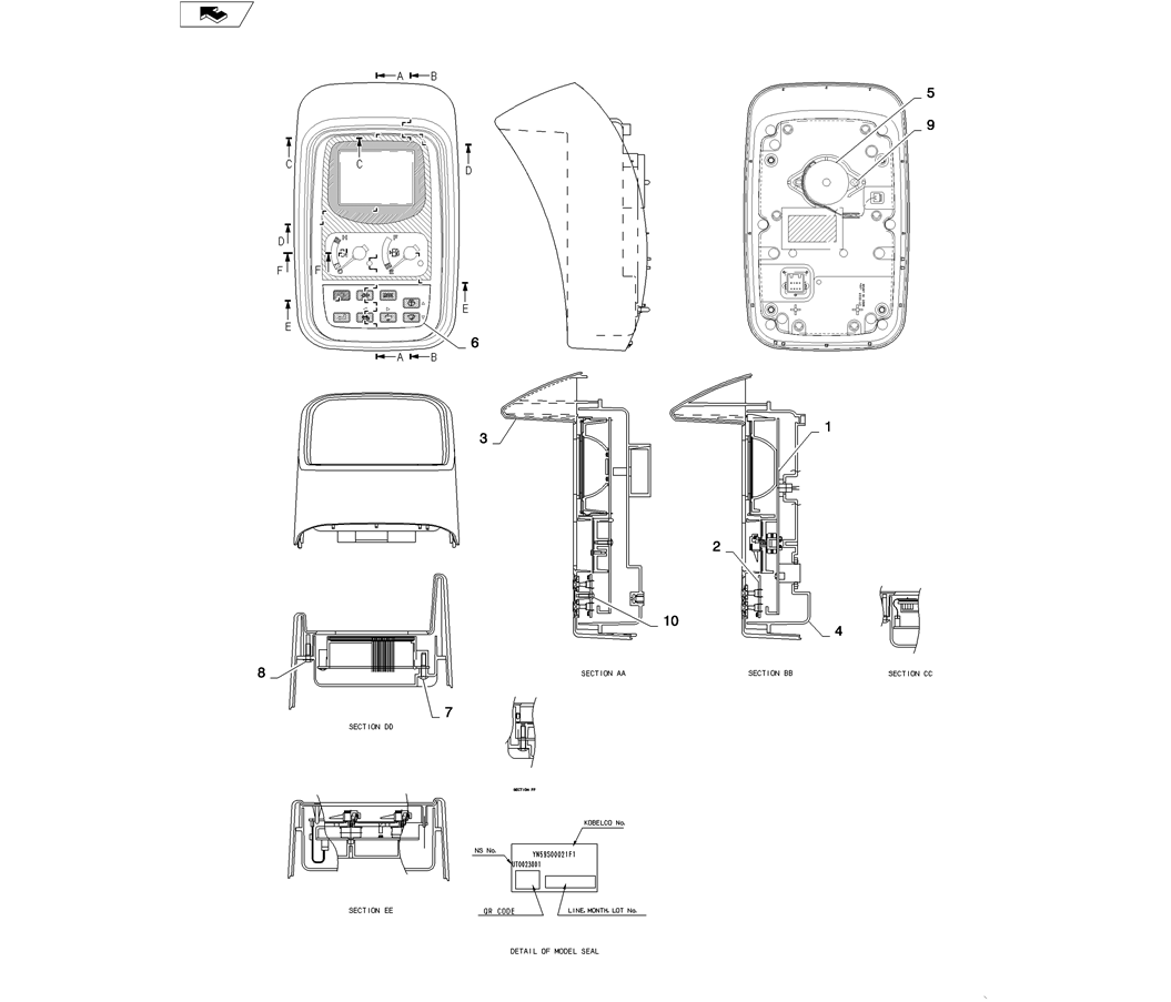 01-074(04) PANEL ASSEMBLY, INSTRUMENT-2 SK130-8 SK140LC Excavator Parts Number Electronic Catalog EPC Manuals