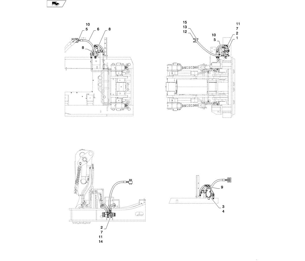 02-03-01(02) CTWT REMOVAL HYD LINES-SK460-8 SK485-8 Kobelco Excavator Parts Number Electronic Catalog EPC Manuals