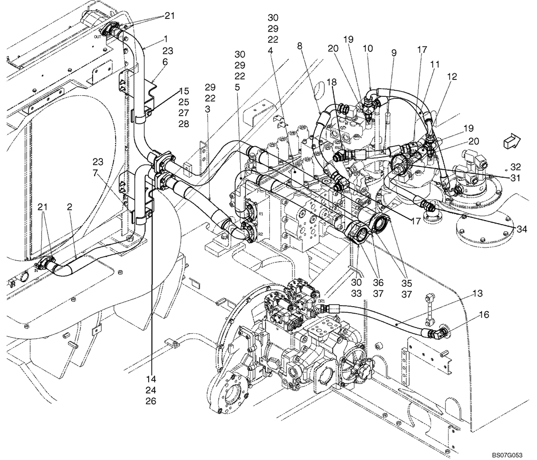 02-23-10(00) HYDRAULIC LINES RETURN (BASE) (LS32H00025F1)-SK460-8 SK485-8 Kobelco Excavator Parts Number Electronic Catalog EPC Manuals