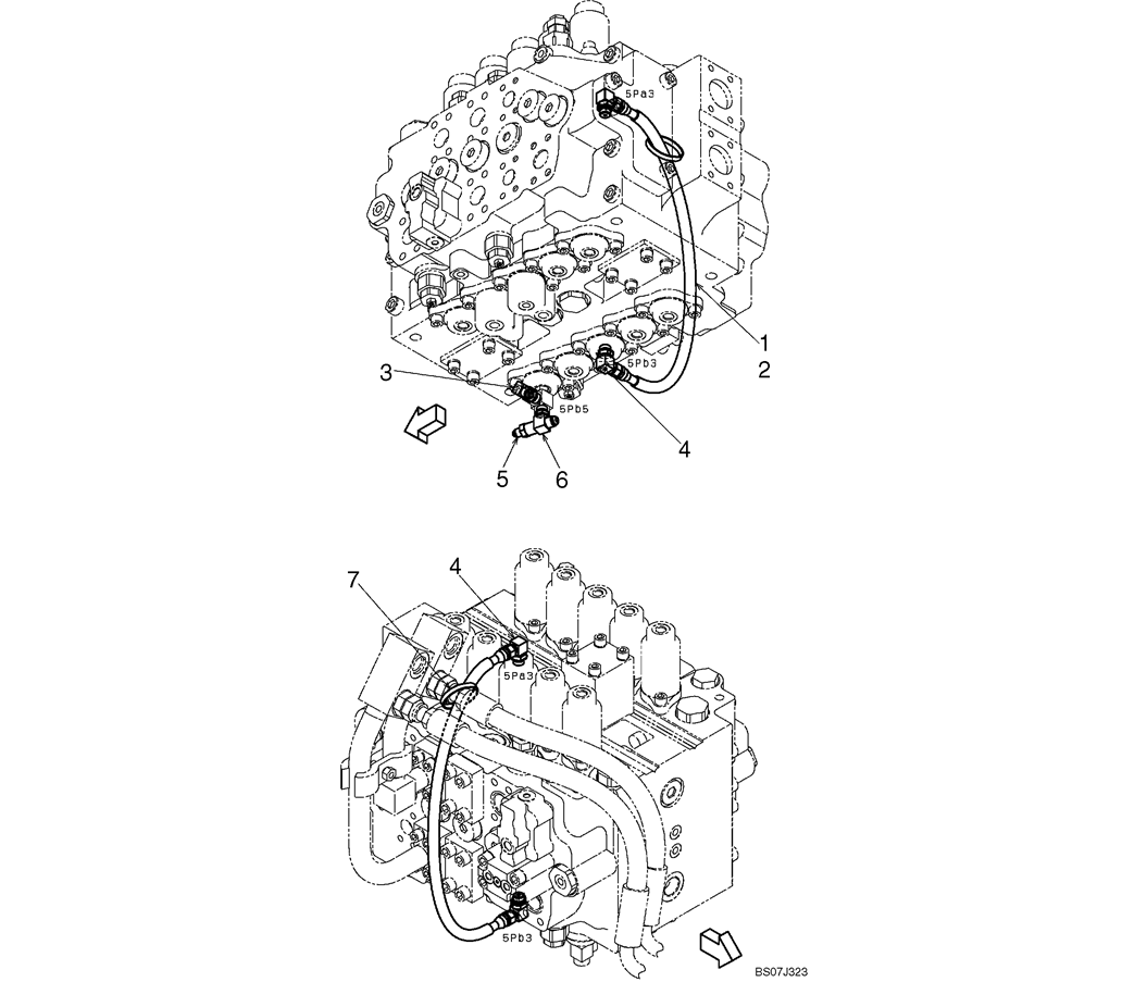 02-24-02(03) CONTROL LINES, MAIN (BOOM & ARM HOLDING  VALVES) (LS06H00067F1)-SK460-8 SK485-8 Kobelco Excavator Parts Number Electronic Catalog EPC Manuals