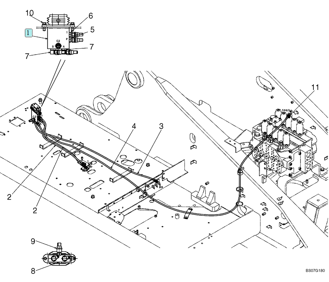  02-38(00) CONTROL LINES, REMOTE (PEDAL NIBBLER &  BREAKER) (LS68H00044F1)-SK460-8 SK485-8 Kobelco Excavator Parts Number Electronic Catalog EPC Manuals