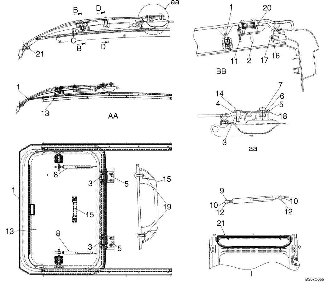 02-46-00(00) WINDOW ASSEMBLY, ROOF (YN02C03654F1)-SK460-8 SK485-8 Kobelco Excavator Parts Number Electronic Catalog EPC Manuals