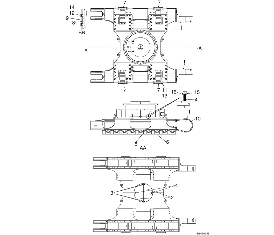 03-01-02(00) FRAME ASSEMBLY, LOW (FULL TRACK GUIDE, HIGH  AND WIDE UNDERCARRIAGE) (LS01FU0002F2)-SK460-8 SK485-8 Kobelco Excavator Parts Number Electronic Catalog EPC Manuals