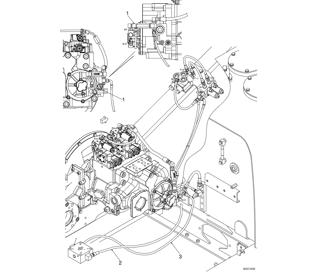  04-34-05(00) CONTROL LINES, PUMP HENDRIX (LC06HU0004F5)-SK460-8 SK485-8 Kobelco Excavator Parts Number Electronic Catalog EPC Manuals