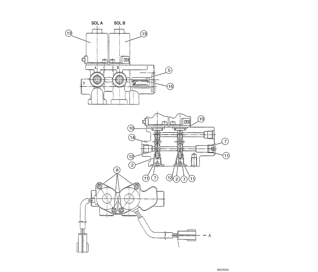 08-15(00) VALVE ASSEMBLY, SOLENOID (LC35V00004F2 &  LC35V00004F3)-SK460-8 SK485-8 Kobelco Excavator Parts Number Electronic Catalog EPC Manuals