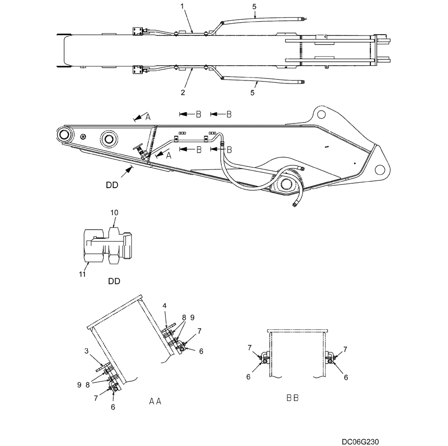 5.028(00) HYD LINES, ARM, SHORT (ROTATION) LC43H00150F1-SK350-8 Kobelco Excavator Parts Number Electronic Catalog EPC Manuals