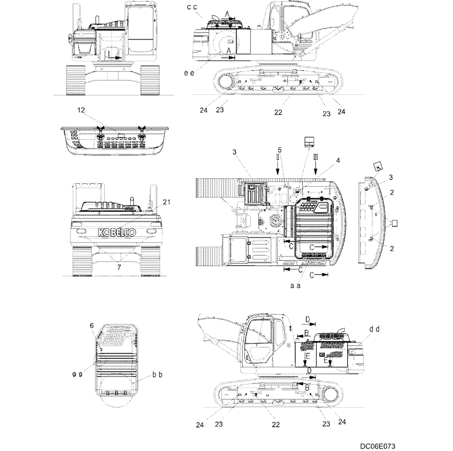 7.003(00) NAME PLATE INSTALLATION, FRAME, LABEL LOCATION YN22T00340F2 PAGE  1 OF 3-SK350-8 Kobelco Excavator Parts Number Electronic Catalog EPC Manuals