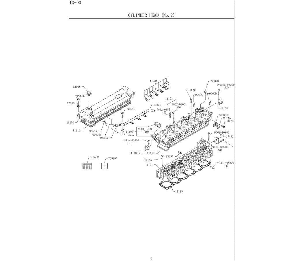 9.002(02) CYLINDER HEAD 10-00-2 (HINO ENGINE TYPE J08ETM-KSDA)-SK350-8 Kobelco Excavator Parts Number Electronic Catalog EPC Manuals