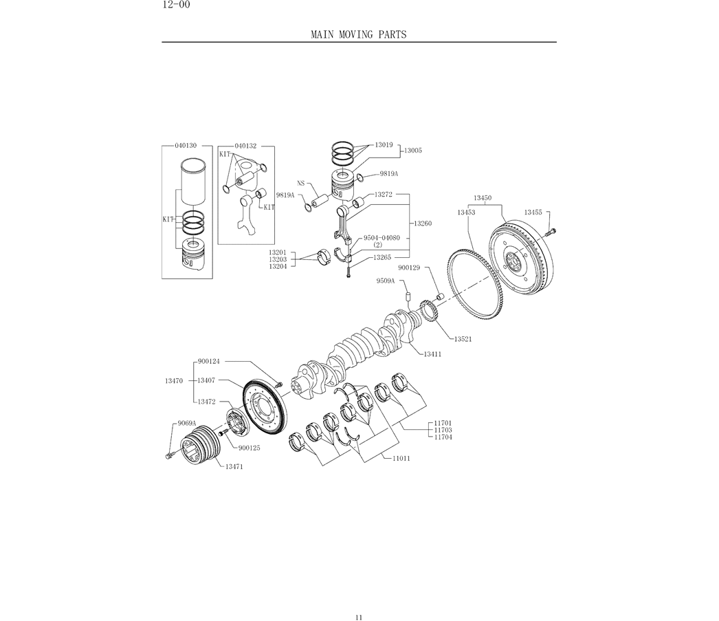 9.006(00) MAIN MOVING PARTS 12-00 (HINO ENGINE TYPE J08ETM-KSDA)-SK350-8 Kobelco Excavator Parts Number Electronic Catalog EPC Manuals