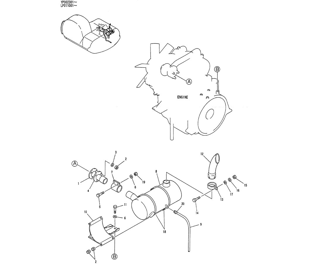 01-010 MUFFLER ASSY-Kobelco SK120LC-5 SK120-V SK120LC-3 Excavator Parts Number Electronic Catalog EPC Manuals