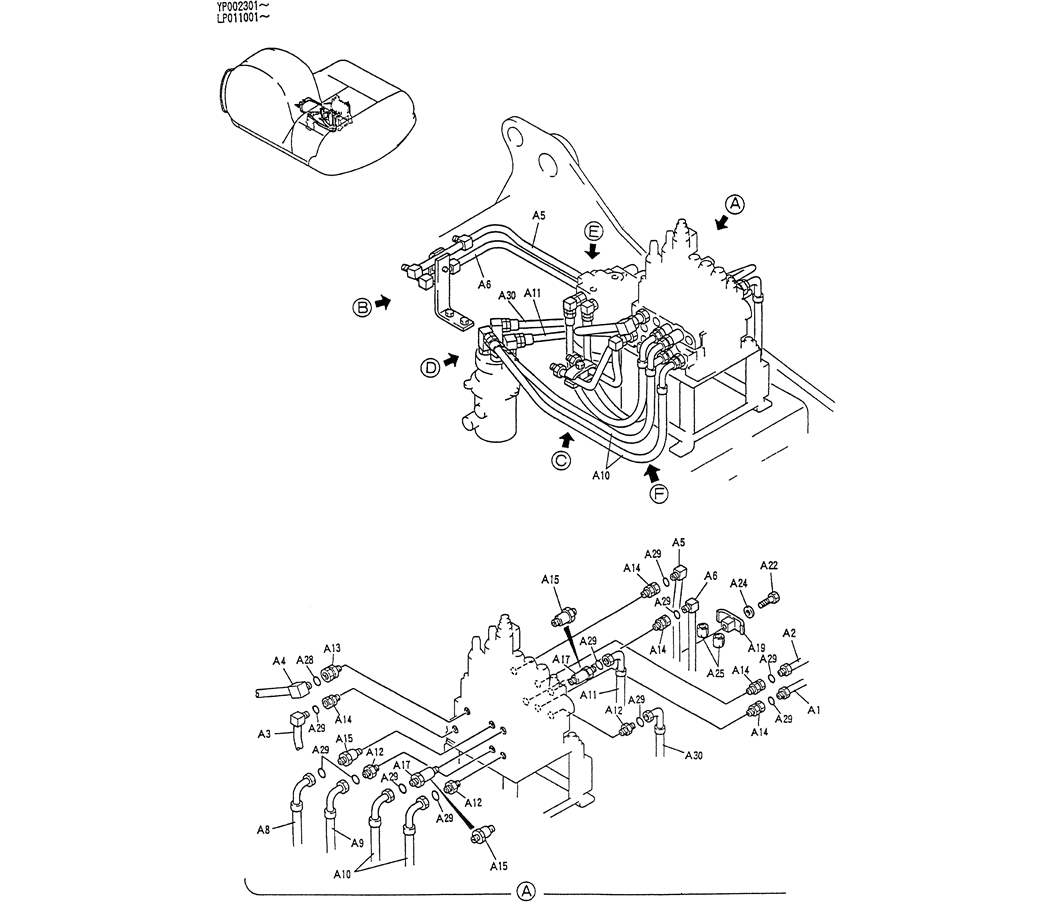 01-021(01) HYD LINES, UPP (MAIN)-Kobelco SK120LC-5 SK120-V SK120LC-3 Excavator Parts Number Electronic Catalog EPC Manuals