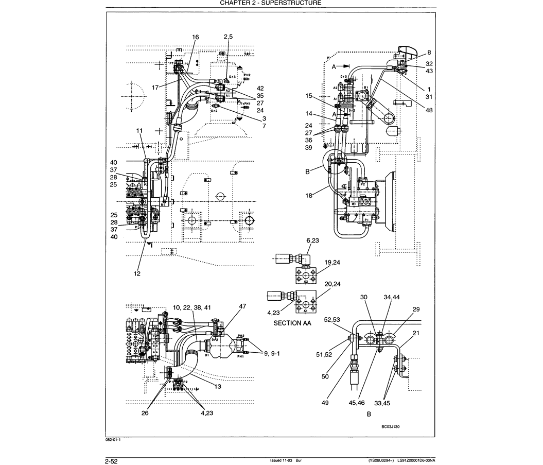 01-025 UPPER HYDRAULIC LINES - STANDARD SUCTION  DELIVERY-Kobelco SK480LC-6E SK480-6S SK480LC-6 SK450-6 Excavator Parts Number Electronic Catalog EPC Manuals