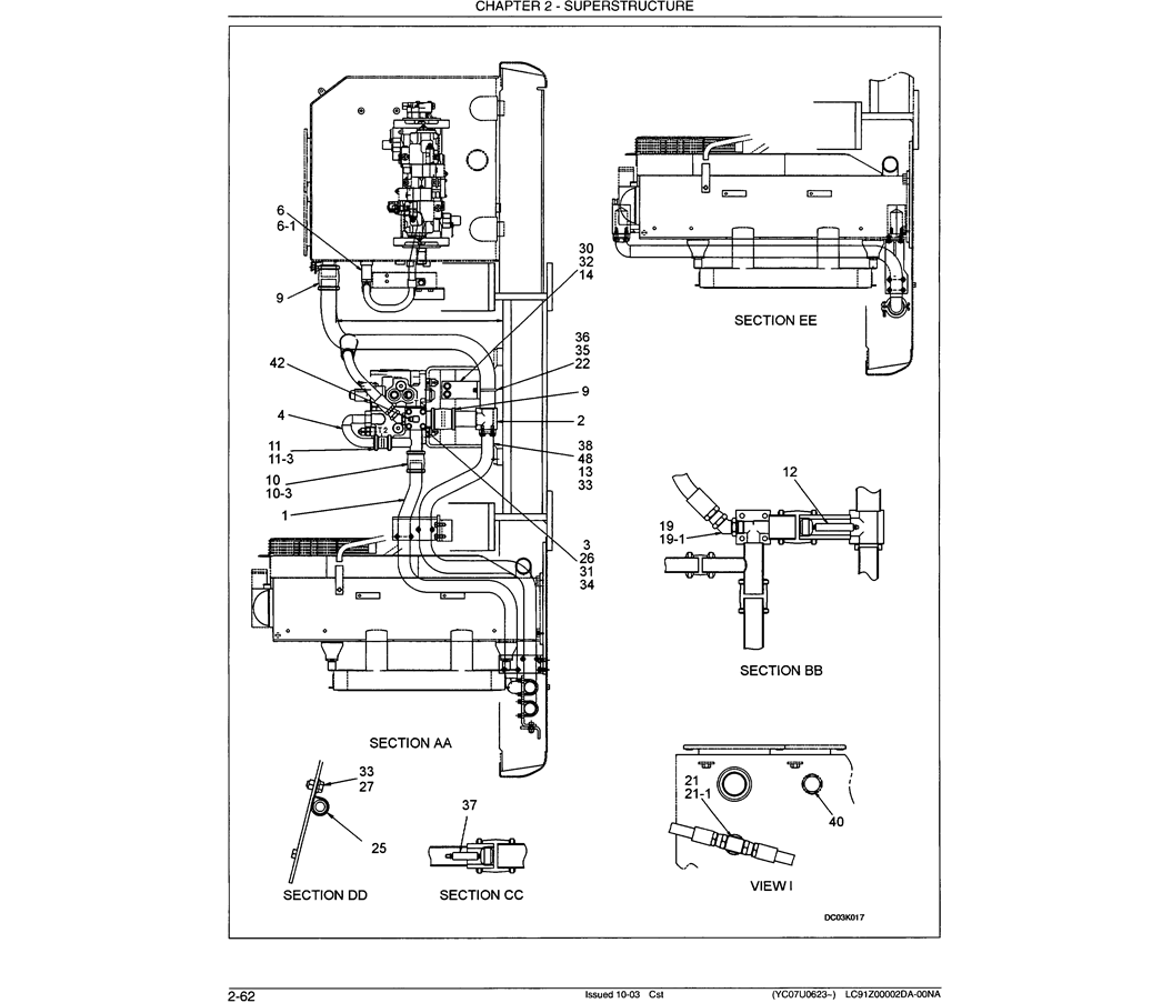 01-035 UPPER HYDRAULIC LINES (RETURN)-SK330LC-6E SK330-6E SK350LC-6E Kobelco Excavator Parts Number Electronic Catalog EPC Manuals