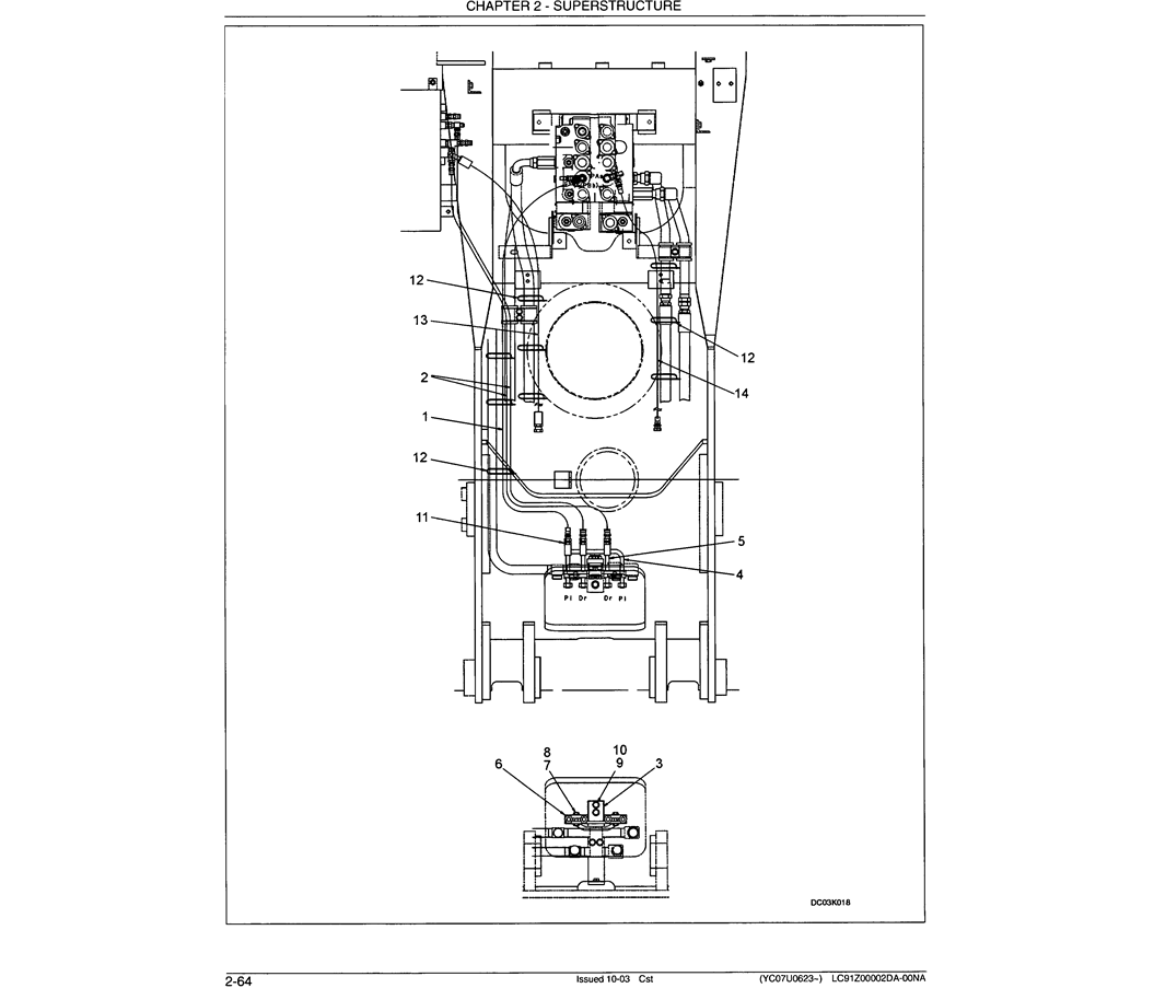  01-036 CONTROL LINES - VALVE (BOOM AND ARM SAFETY) P/N  2420R537D210-SK330LC-6E SK330-6E SK350LC-6E Kobelco Excavator Parts Number Electronic Catalog EPC Manuals