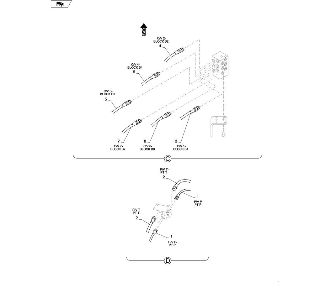 01-036(02)CONTROL LINES, REMOTE (NIBBLER & BREAKER)-SK235SR-2 SK235SRLC-2 SK235SR Kobelco Excavator Parts Number Electronic Catalog EPC Manuals