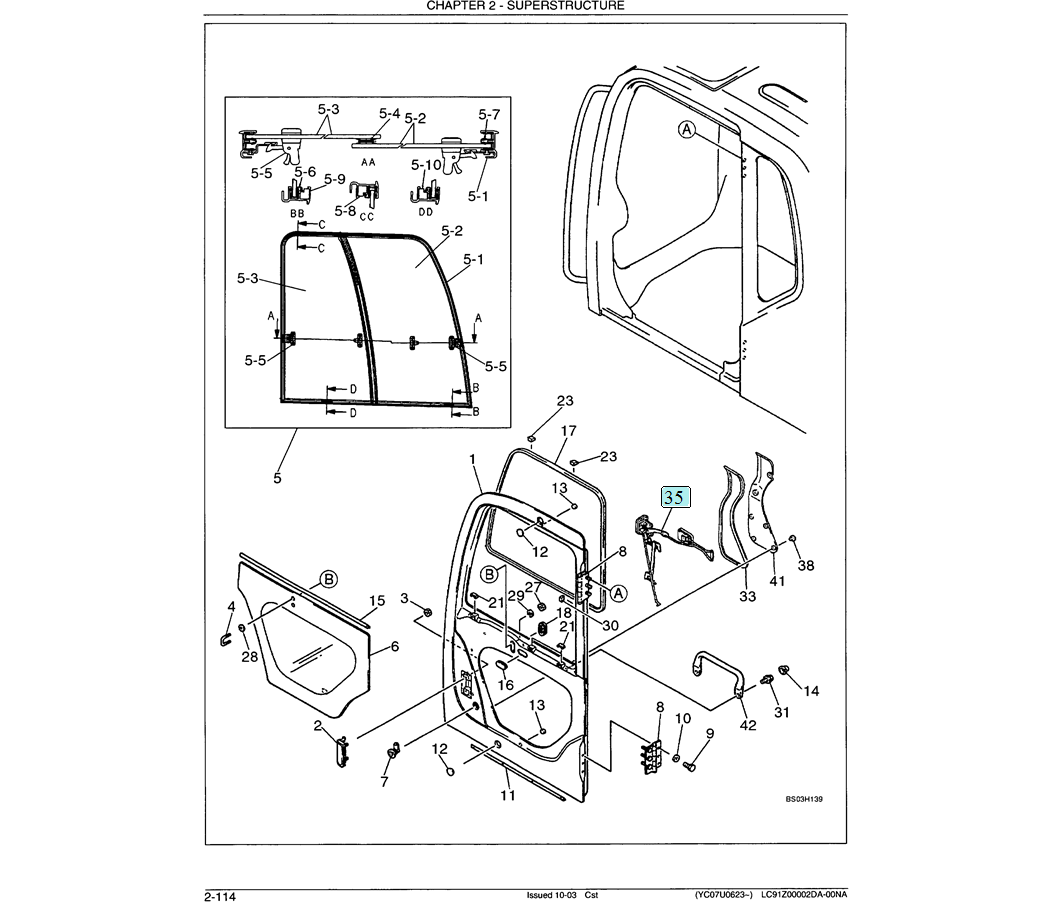  01-060 CAB DOOR ASSEMBLY (FRAME AND GLASS)-SK330LC-6E SK330-6E SK350LC-6E Kobelco Excavator Parts Number Electronic Catalog EPC Manuals