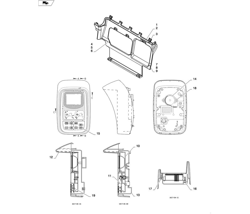 01-075(03)PANEL ASSY, INSTRUMENT (NIBBLER & BREAKER)-SK235SR-2 SK235SRLC-2 SK235SR Kobelco Excavator Parts Number Electronic Catalog EPC Manuals