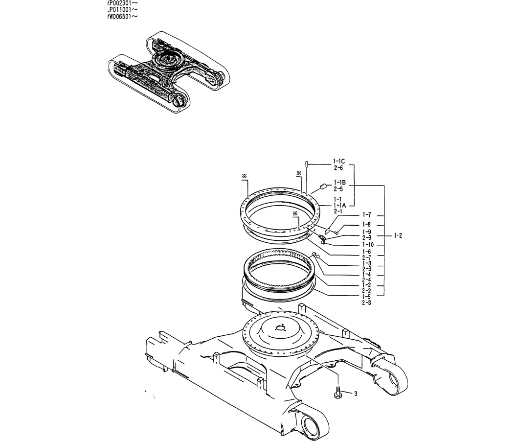02-003 RING ASSY, SLEWING-Kobelco SK120LC-5 SK120-V SK120LC-3 Excavator Parts Number Electronic Catalog EPC Manuals