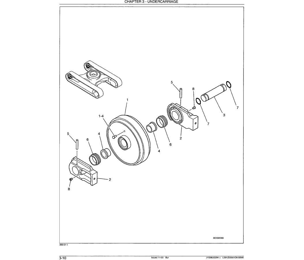 02-005 IDLER ASSEMBLY-Kobelco SK480LC-6E SK480-6S SK480LC-6 SK450-6 Excavator Parts Number Electronic Catalog EPC Manuals
