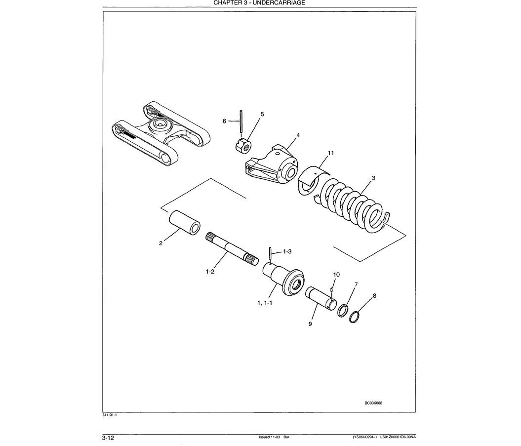 02-006 IDLER ADJUSTMENT ASSEMBLY-Kobelco SK480LC-6E SK480-6S SK480LC-6 SK450-6 Excavator Parts Number Electronic Catalog EPC Manuals