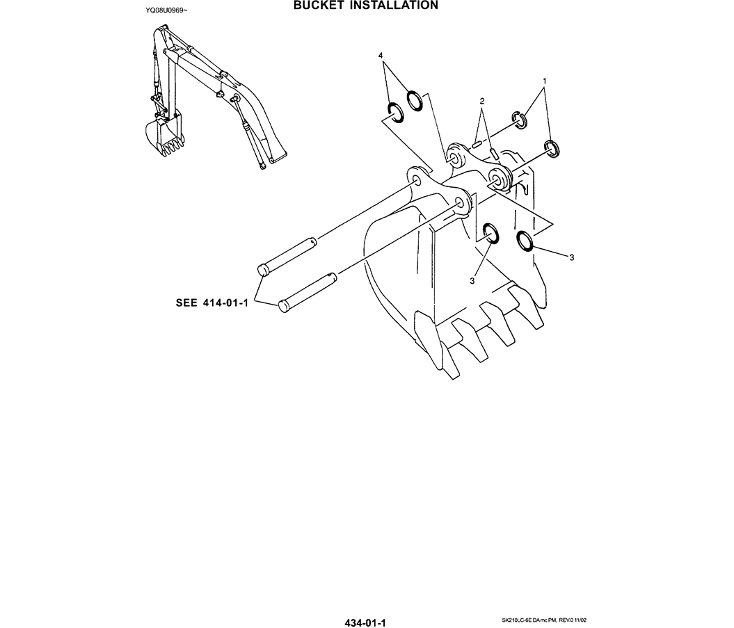 03-010 BUCKET INSTALLATION-SK200-6E SK210LC-6E SK200-6ES SK200LC-6E Kobelco Excavator Parts Number Electronic Catalog EPC Manuals