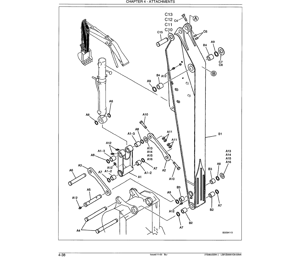 03-016 MASS EXCAVATOR ARM ASSEMBLY P/N  LS12BU0003F1-Kobelco SK480LC-6E SK480-6S SK480LC-6 SK450-6 Excavator Parts Number Electronic Catalog EPC Manuals 03-015 ARM ASSEMBLY 3.45M (11FT 4IN) HEAVY DUTY-Kobelco SK480LC-6E SK480-6S SK480LC-6 SK450-6 Excavator Parts Number Electronic Catalog EPC Manuals