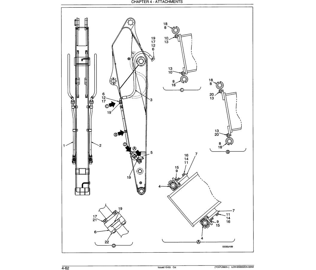 03-037 ARM HYDRAULIC LINES - 3.3M (10 FT - 10 IN) NIBBLER AND BREAKER  (2 WAY)-SK330LC-6E SK330-6E SK350LC-6E Kobelco Excavator Parts Number Electronic Catalog EPC Manuals