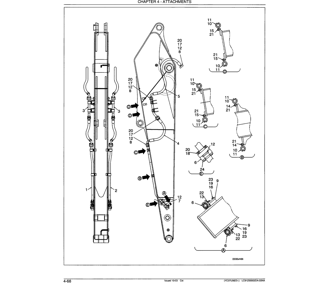 03-040 LONG ARM HYDRAULIC LINES (NIBBLER AND BREAKER)-SK330LC-6E SK330-6E SK350LC-6E Kobelco Excavator Parts Number Electronic Catalog EPC Manuals