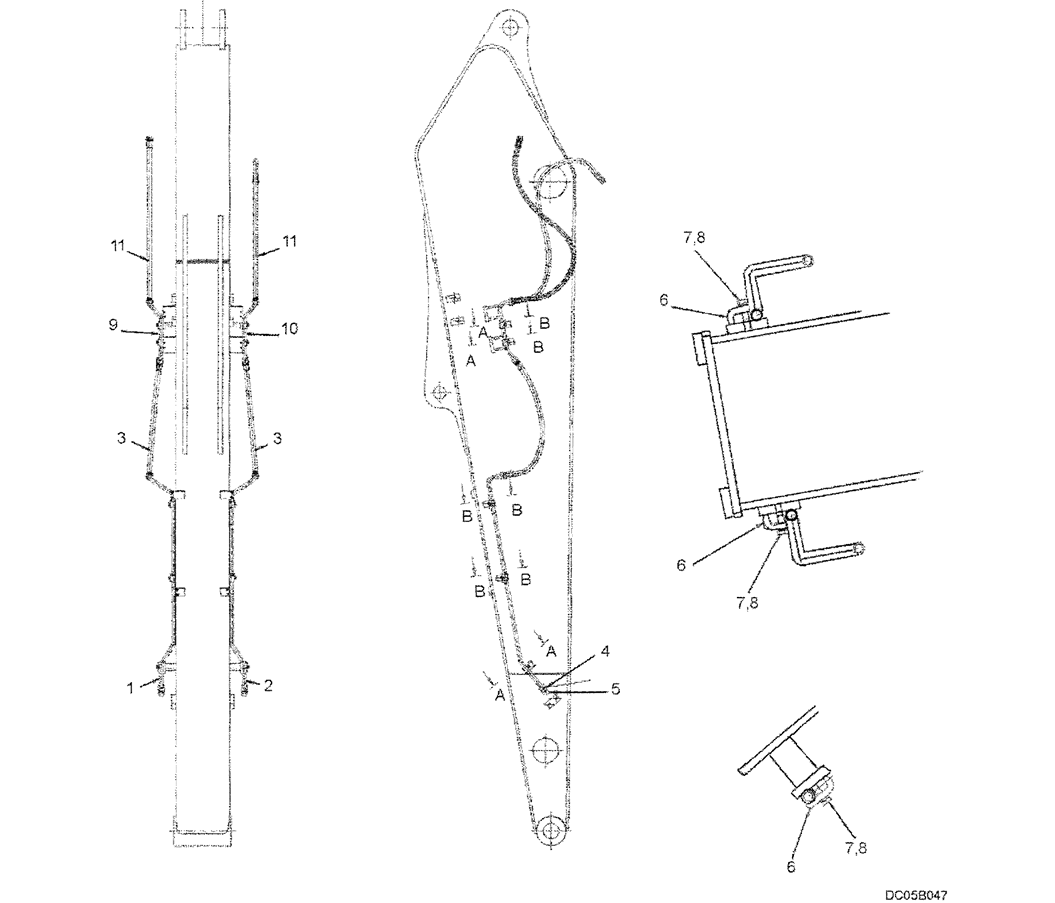 03-044 LONG ARM HYDRAULIC LINES (ROTATION)-SK330LC-6E SK330-6E SK350LC-6E Kobelco Excavator Parts Number Electronic Catalog EPC Manuals