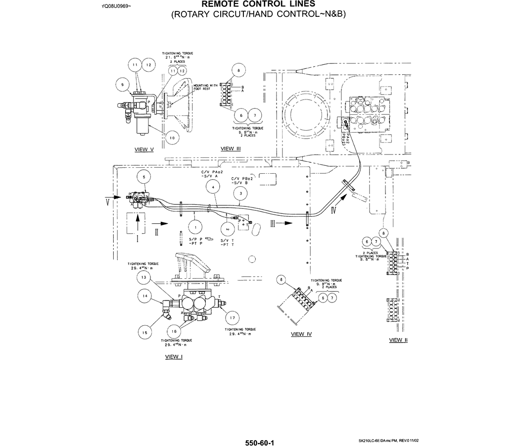  05-007 REMOTE CONTROL LINES (ROTARY CIRCUT/HAND  CONTROL - N & B)-SK200-6E SK210LC-6E SK200-6ES SK200LC-6E Kobelco Excavator Parts Number Electronic Catalog EPC Manuals