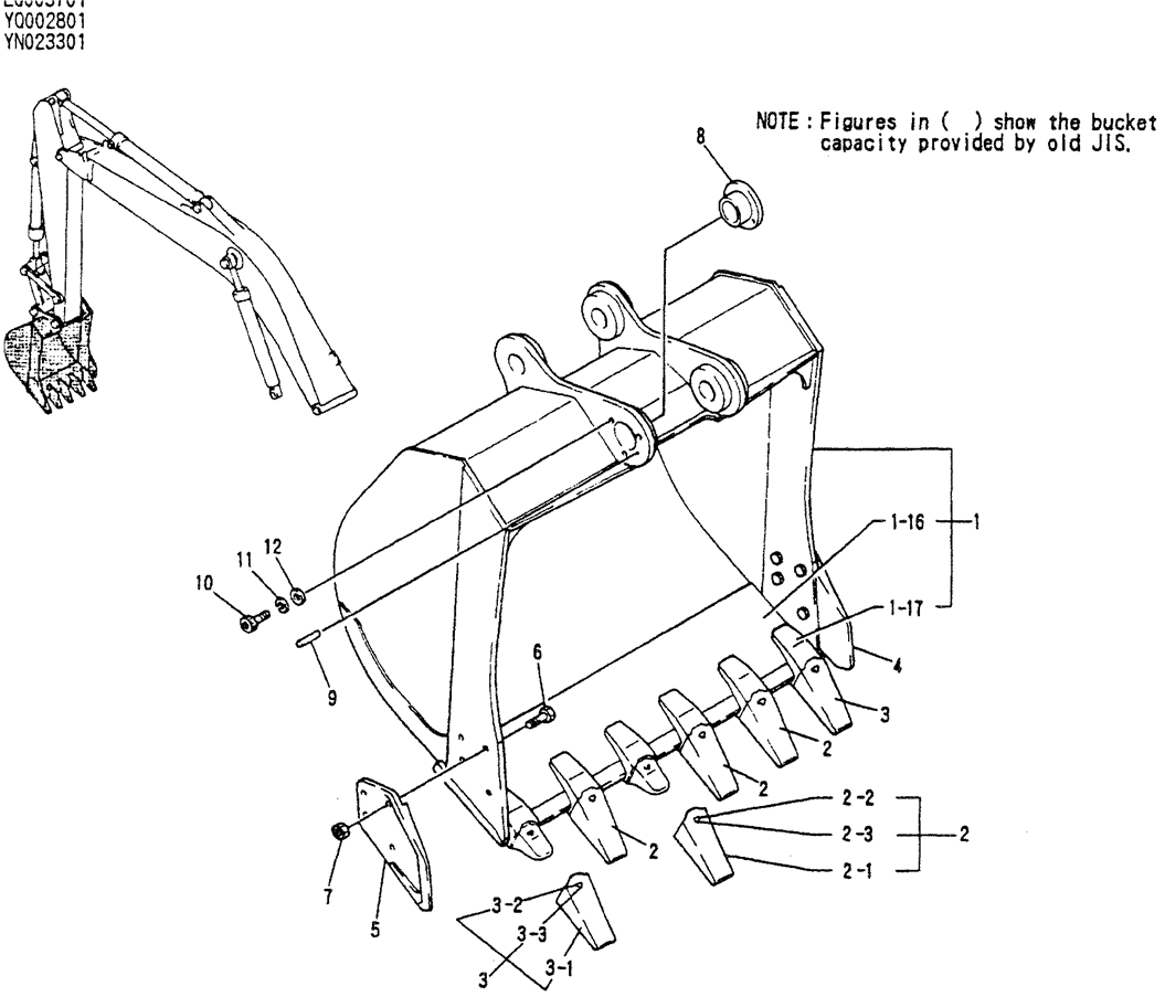 05-036BUCKET ASSY, 0.76M³ (0.65M³) (50FT LONG RANGE)-Kobelco SK200-3 SK200LC-5 SK200 Excavator Parts Number Electronic Catalog EPC Manuals