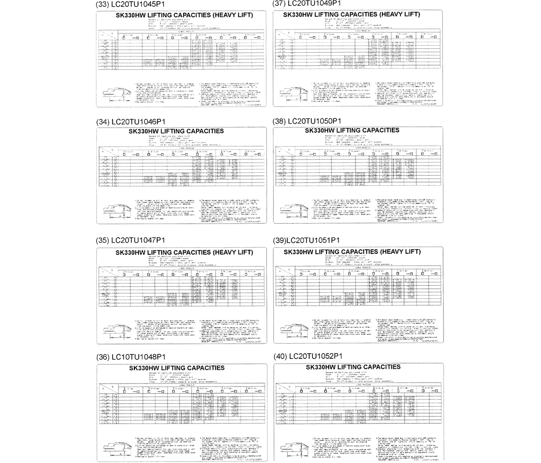 06-004(06) LIFT CAPACITY DECAL INSTALLATION HIGH AND WIDE-SK330LC-6E SK330-6E SK350LC-6E Kobelco Excavator Parts Number Electronic Catalog EPC Manuals