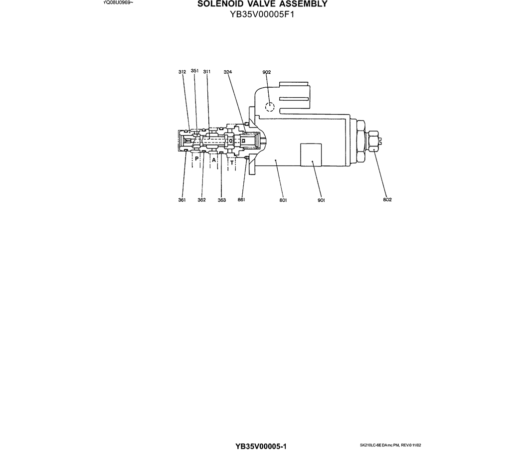 07-002 SOLENOID VALVE ASSEMBLY (YB35V00005F1)-SK200-6E SK210LC-6E SK200-6ES SK200LC-6E Kobelco Excavator Parts Number Electronic Catalog EPC Manuals