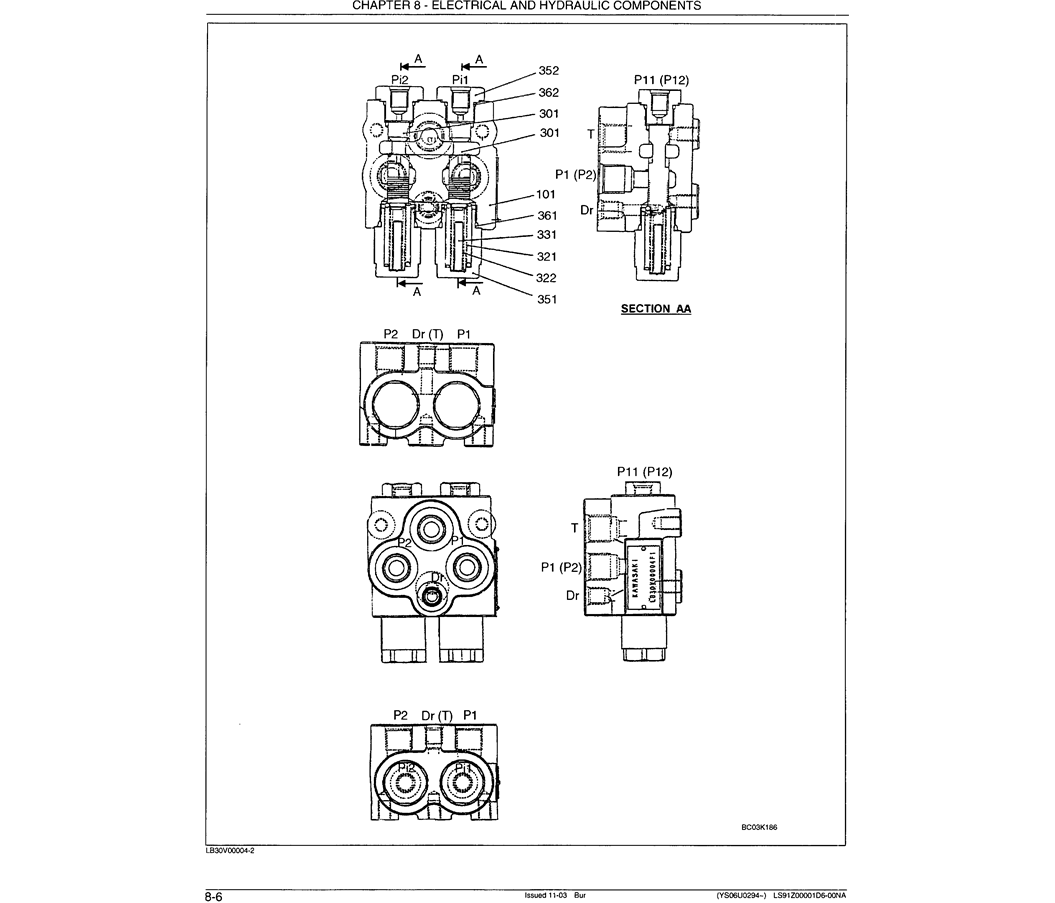 07-003 CONTROL VALVE ASSEMBLY LB30V0000F1-Kobelco SK480LC-6E SK480-6S SK480LC-6 SK450-6 Excavator Parts Number Electronic Catalog EPC Manuals