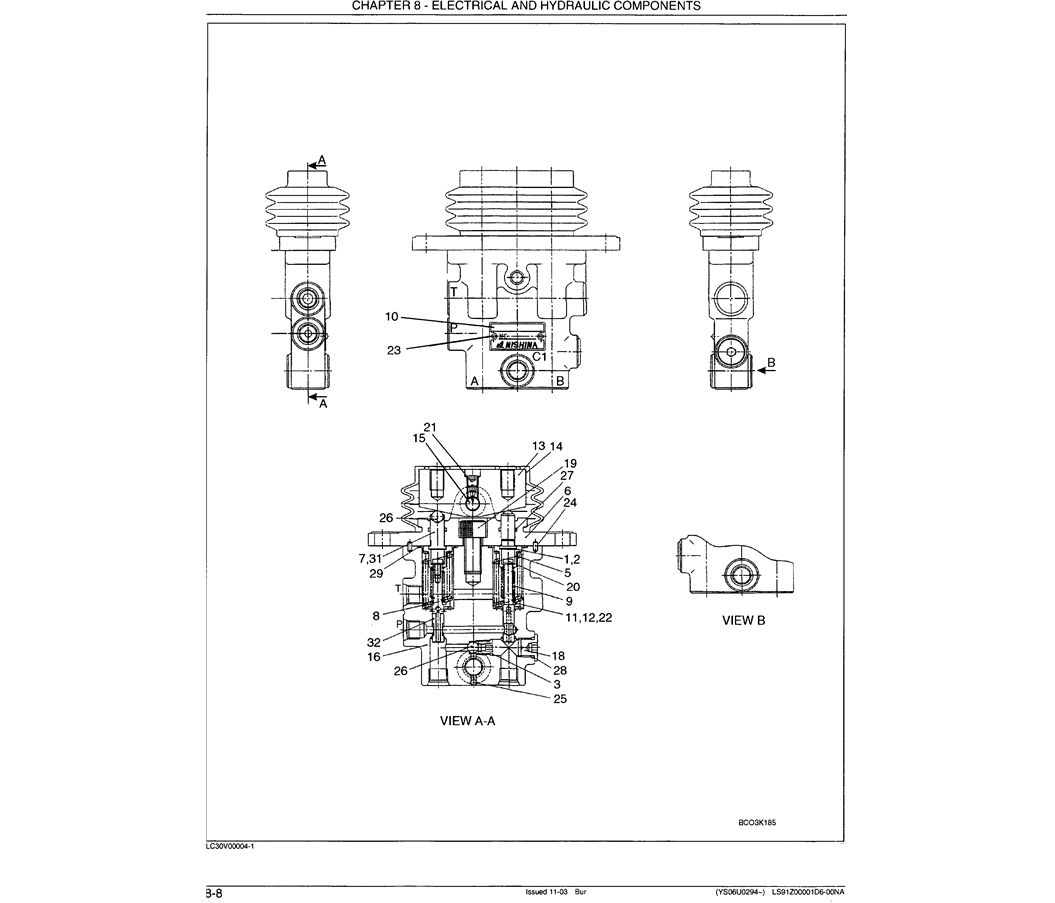 07-004 PILOT VALVE ASSEMBLY (PROPELLING) P/N  YN30V00080F1-Kobelco SK480LC-6E SK480-6S SK480LC-6 SK450-6 Excavator Parts Number Electronic Catalog EPC Manuals