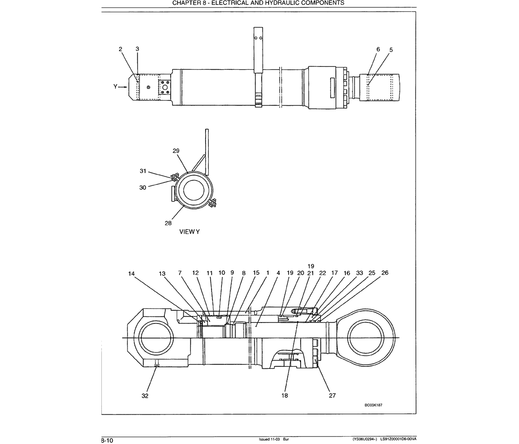 07-005 BOOM CYLINDER ASSEMBLY - LEFT HAND P/N  LS01V00001F1-Kobelco SK480LC-6E SK480-6S SK480LC-6 SK450-6 Excavator Parts Number Electronic Catalog EPC Manuals