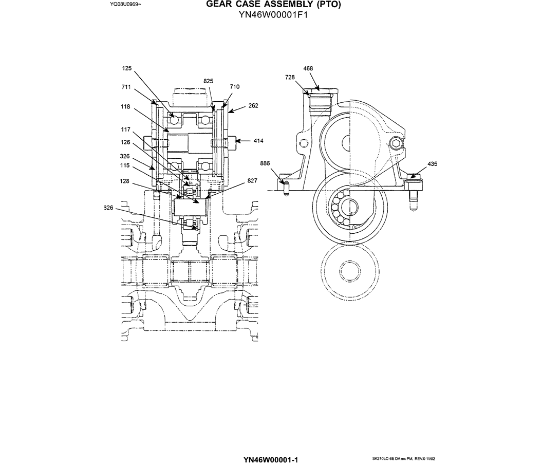 07-032 GEAR CASE ASSEMBLY (PTO) (YN46W00001F1)-SK200-6E SK210LC-6E SK200-6ES SK200LC-6E Kobelco Excavator Parts Number Electronic Catalog EPC Manuals