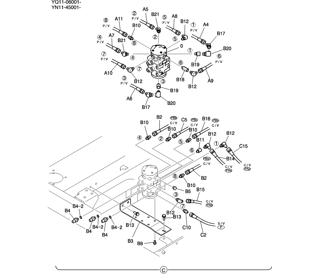 141-01-2-01 CONTROL LINES, REMOTE (WITHOUT MULTI LEVER)-Kobelco SK200-8 SK210LC-8 SK210D-8 Excavator Parts Number Electronic Catalog EPC Manuals