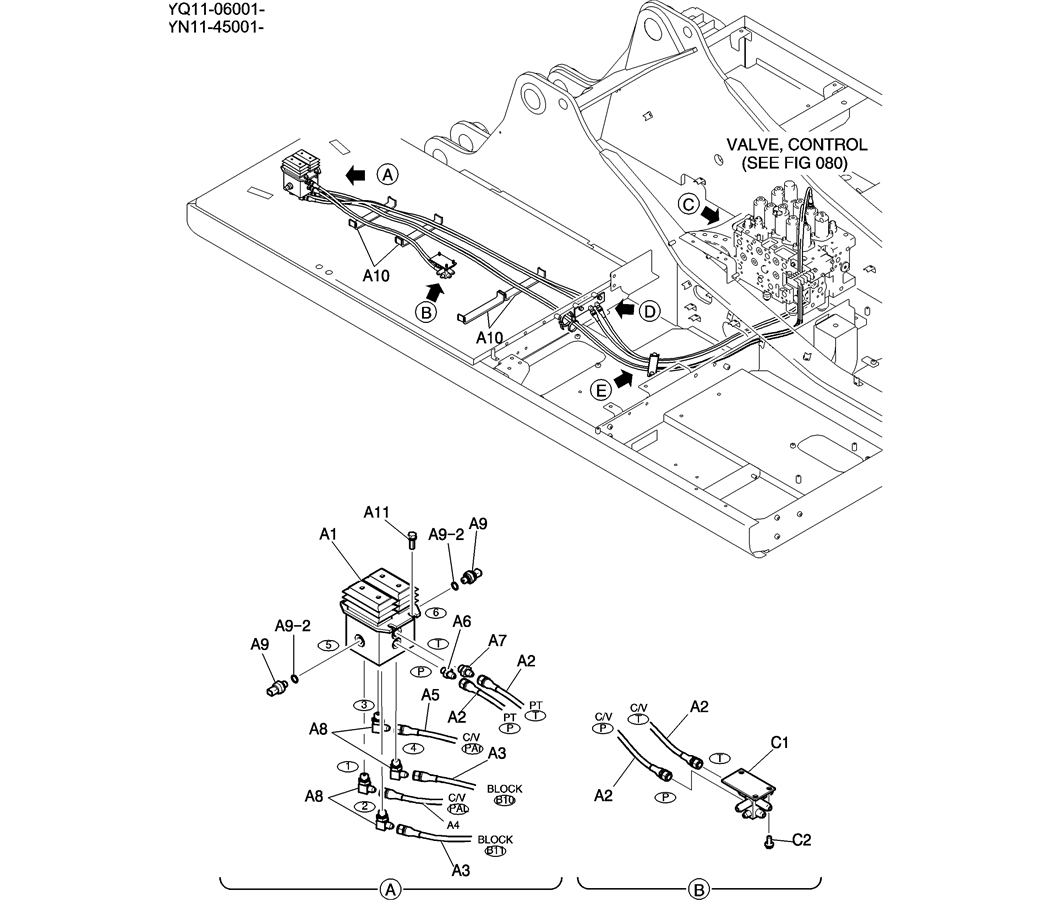 160-01-1 CONTROL LINES, PROPEL-Kobelco SK200-8 SK210LC-8 SK210D-8 Excavator Parts Number Electronic Catalog EPC Manuals