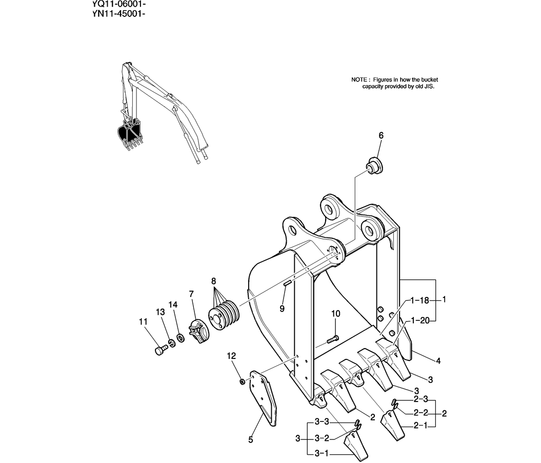 930-01-1 BUCKET ASSY, 0. 51M3-Kobelco SK200-8 SK210LC-8 SK210D-8 Excavator Parts Number Electronic Catalog EPC Manuals