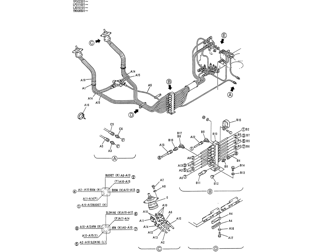 01-026(01) CONTROL LINES, REMOTE-Kobelco SK120LC-5 SK120-V SK120LC-3 Excavator Parts Number Electronic Catalog EPC Manuals