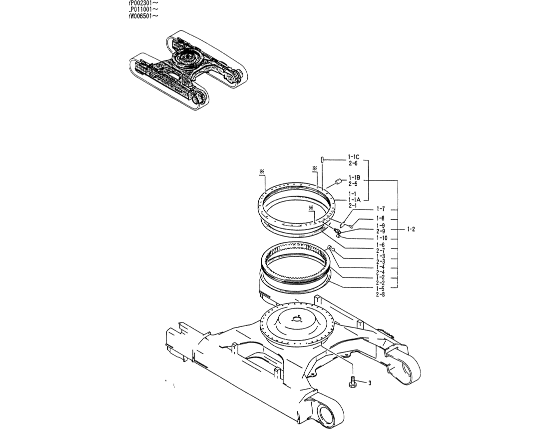 02-003 RING ASSY, SLEWING-Kobelco SK120LC-5 SK120-V SK120LC-3 Excavator Parts Number Electronic Catalog EPC Manuals