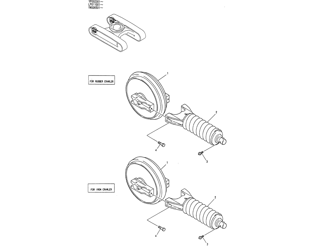 02-004 IDLER ASSY, CRAWLER-Kobelco SK120LC-5 SK120-V SK120LC-3 Excavator Parts Number Electronic Catalog EPC Manuals