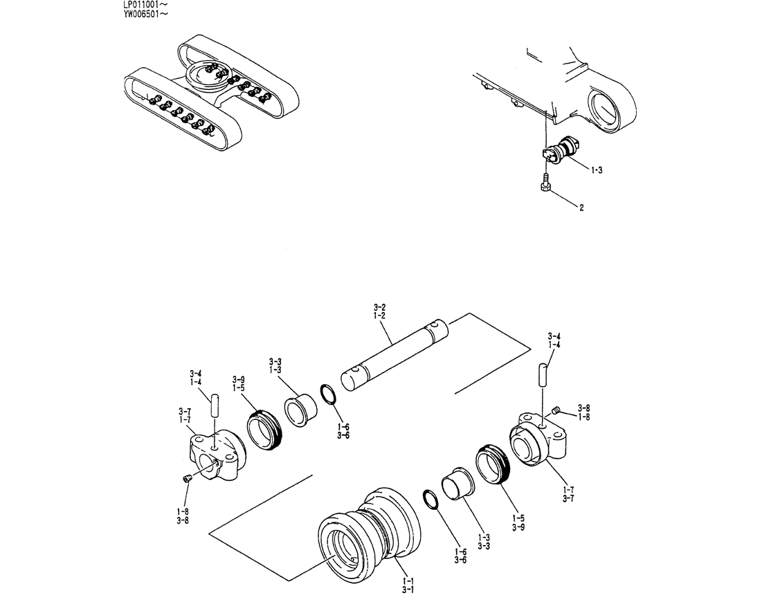 02-008 ROLLER ASSY, TRACK (FOR RUBBER CRAWLER)-Kobelco SK120LC-5 SK120-V SK120LC-3 Excavator Parts Number Electronic Catalog EPC Manuals