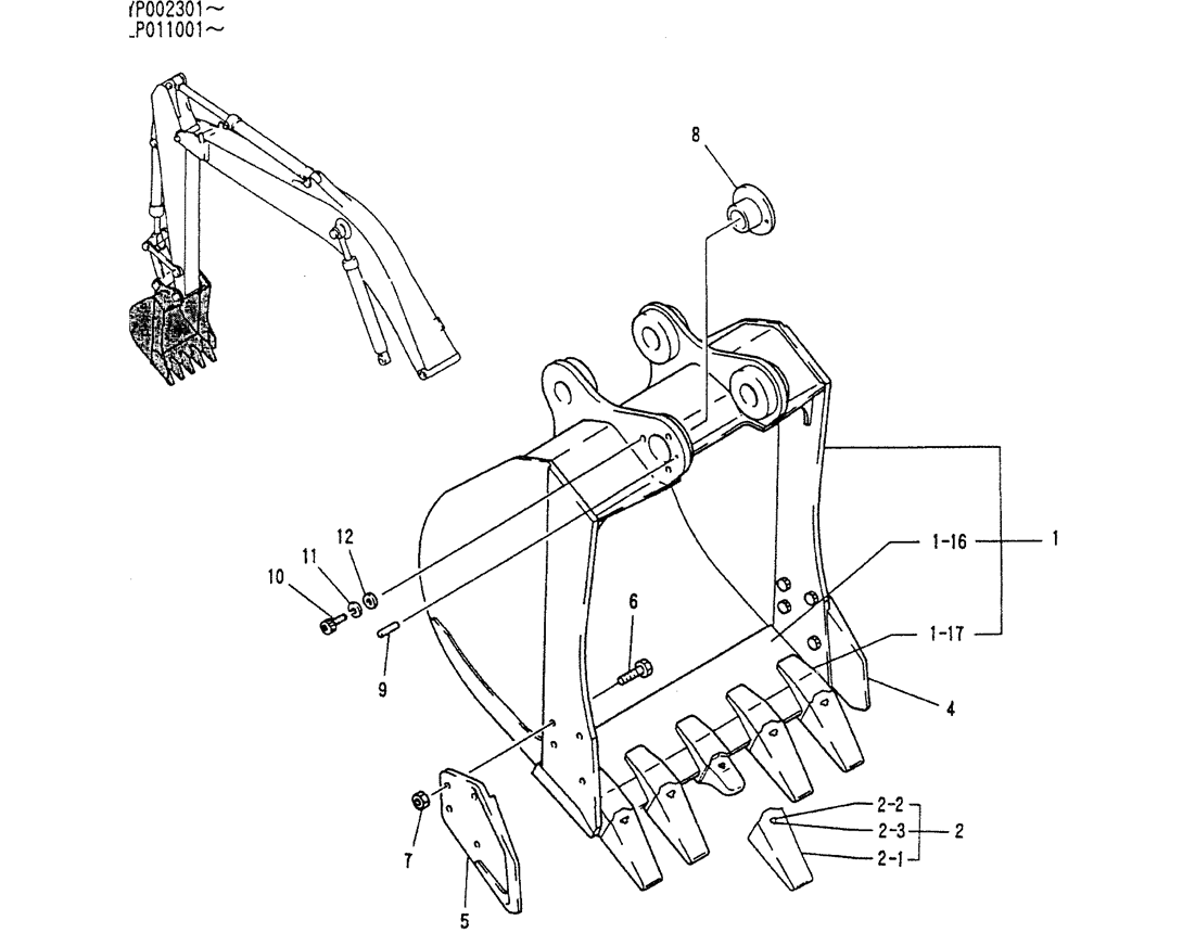 05-021 BUCKET ASSY, 0.5M-Kobelco SK120LC-5 SK120-V SK120LC-3 Excavator Parts Number Electronic Catalog EPC Manuals