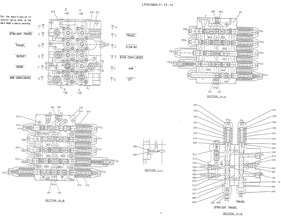 07-001(01) VALVE ASSY, CONTROL-Kobelco SK120LC-5 SK120-V SK120LC-3 Excavator Parts Number Electronic Catalog EPC Manuals